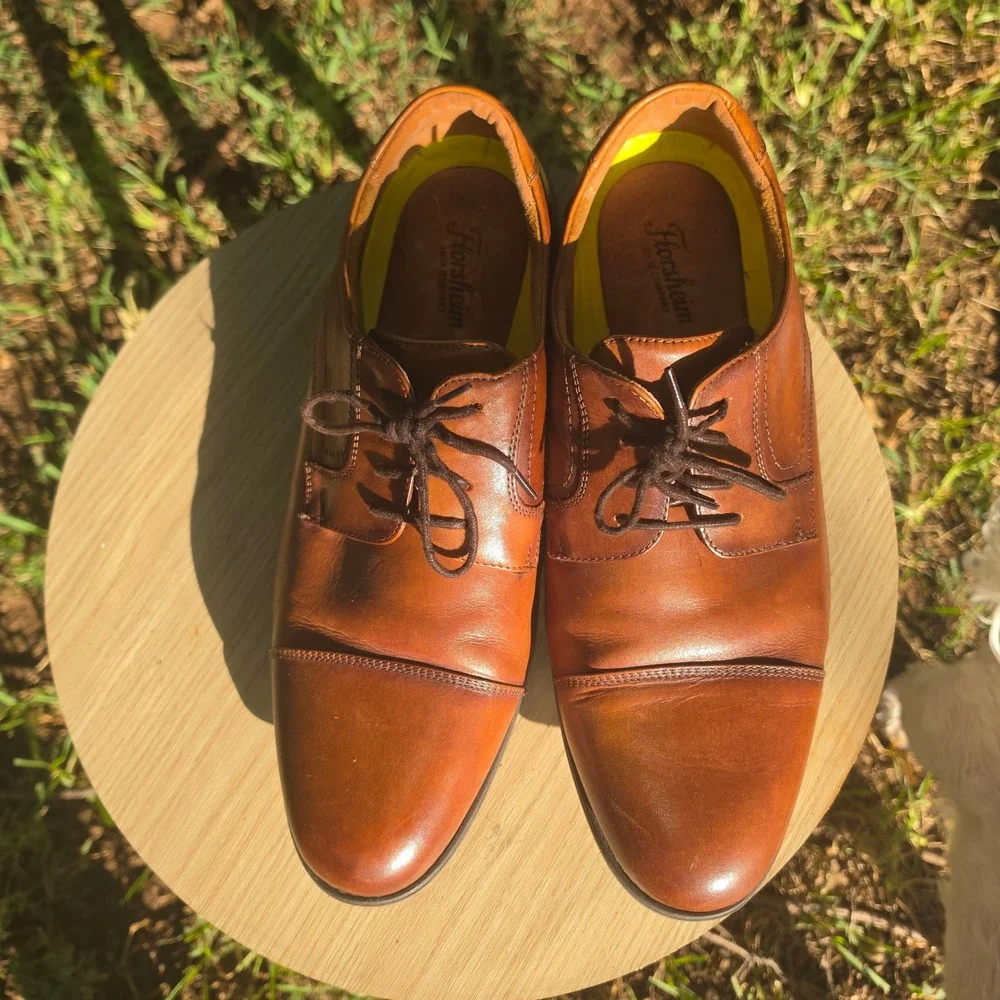 Florsheim Mens Cognac Brown Leather Cap Toe Oxford Comforttech Shoes sz 13EEE